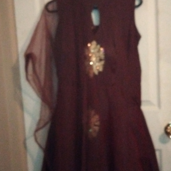 Indian Gown Dress Wine Red Color Size Petite Large - Picture 3 of 8